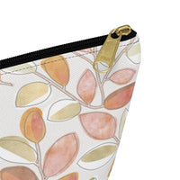 Cherry Plum Leaves Accessory Pouch w T-bottom in Coral